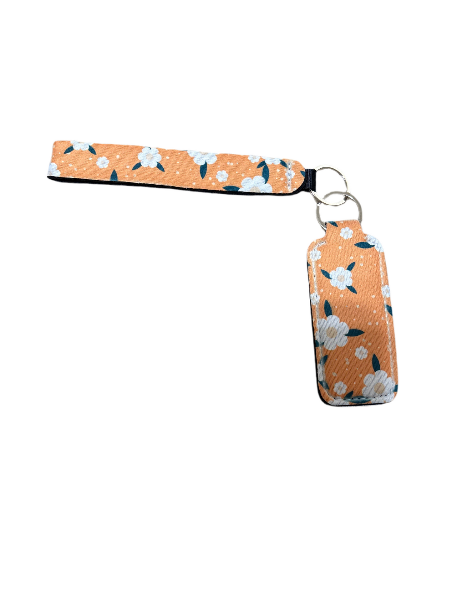 Orange Floral Wristlet with Lip Balm Holder