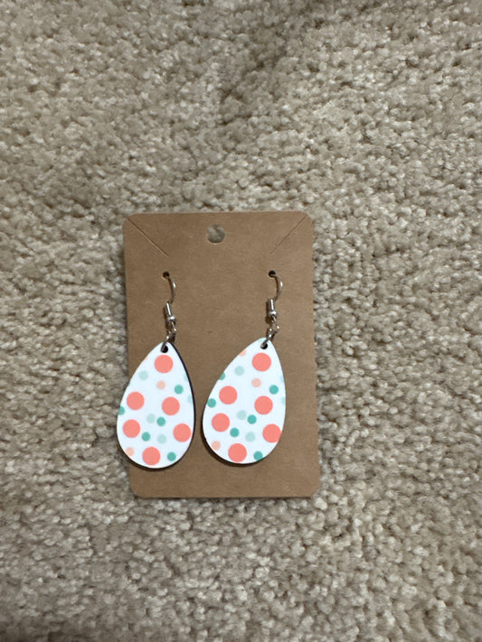 Green and Pink Polka Dot Earrings