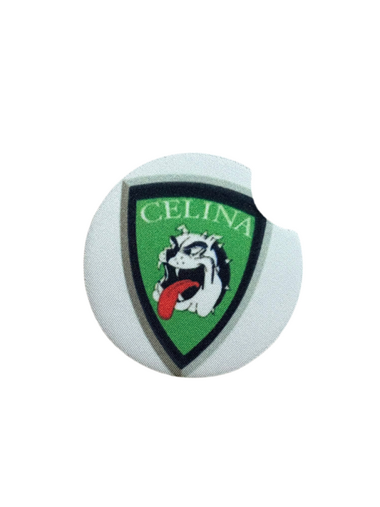 Celina Bulldog Logo Car Coaster (2pk)