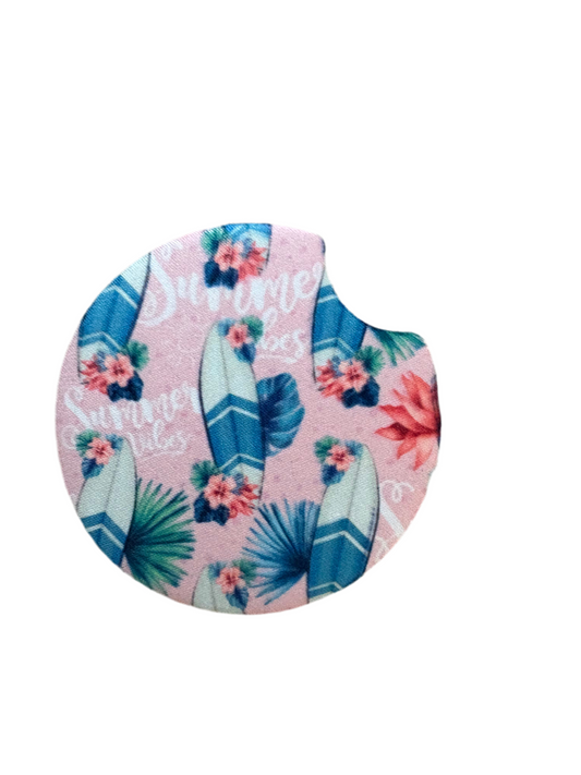 Summer Vibes Surf Board Car Coasters (2pk)