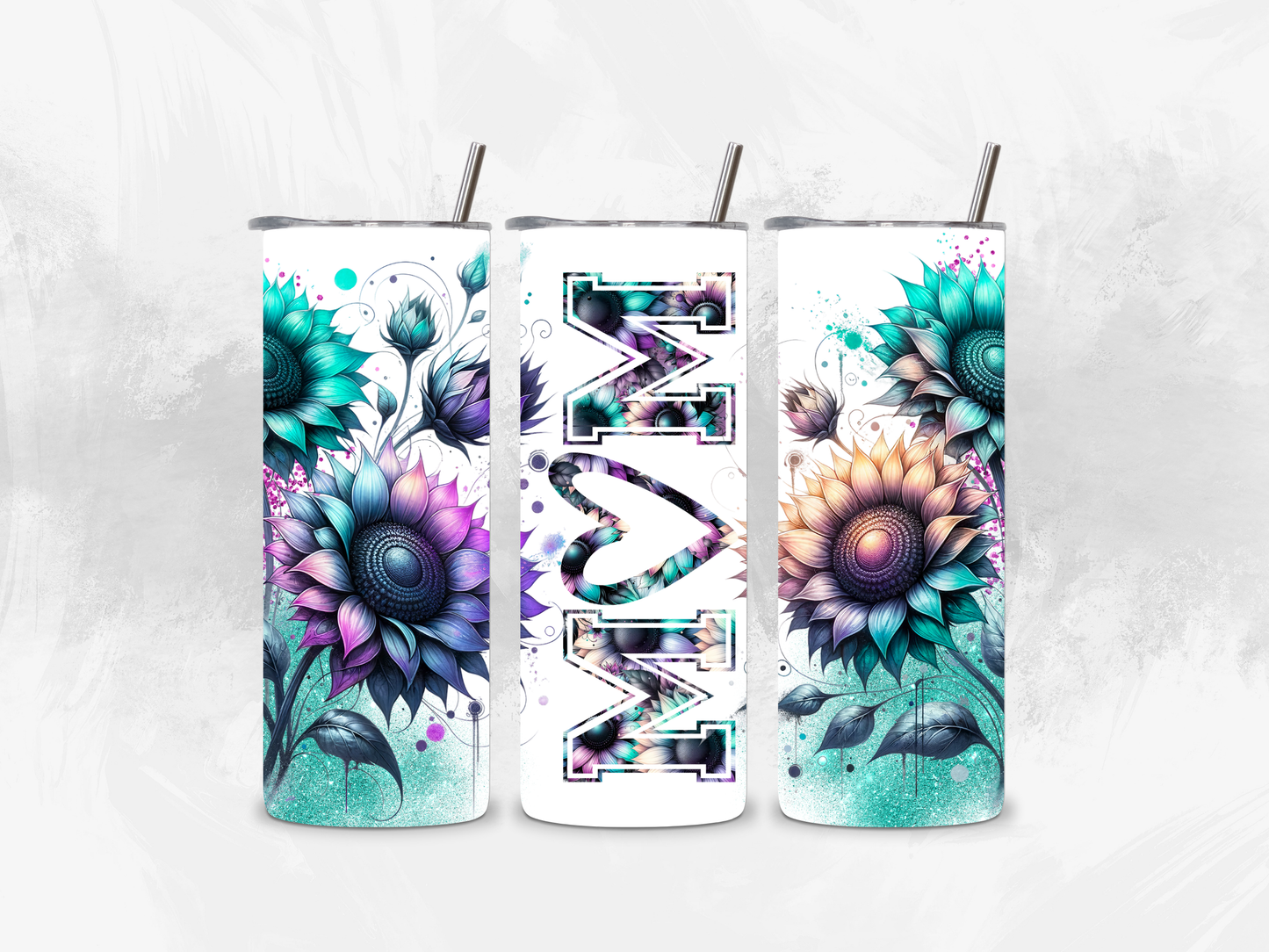 Blue and Purple Sunflower Mom Tumbler - 20oz