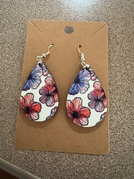 Pink and Purple Flower Earrings
