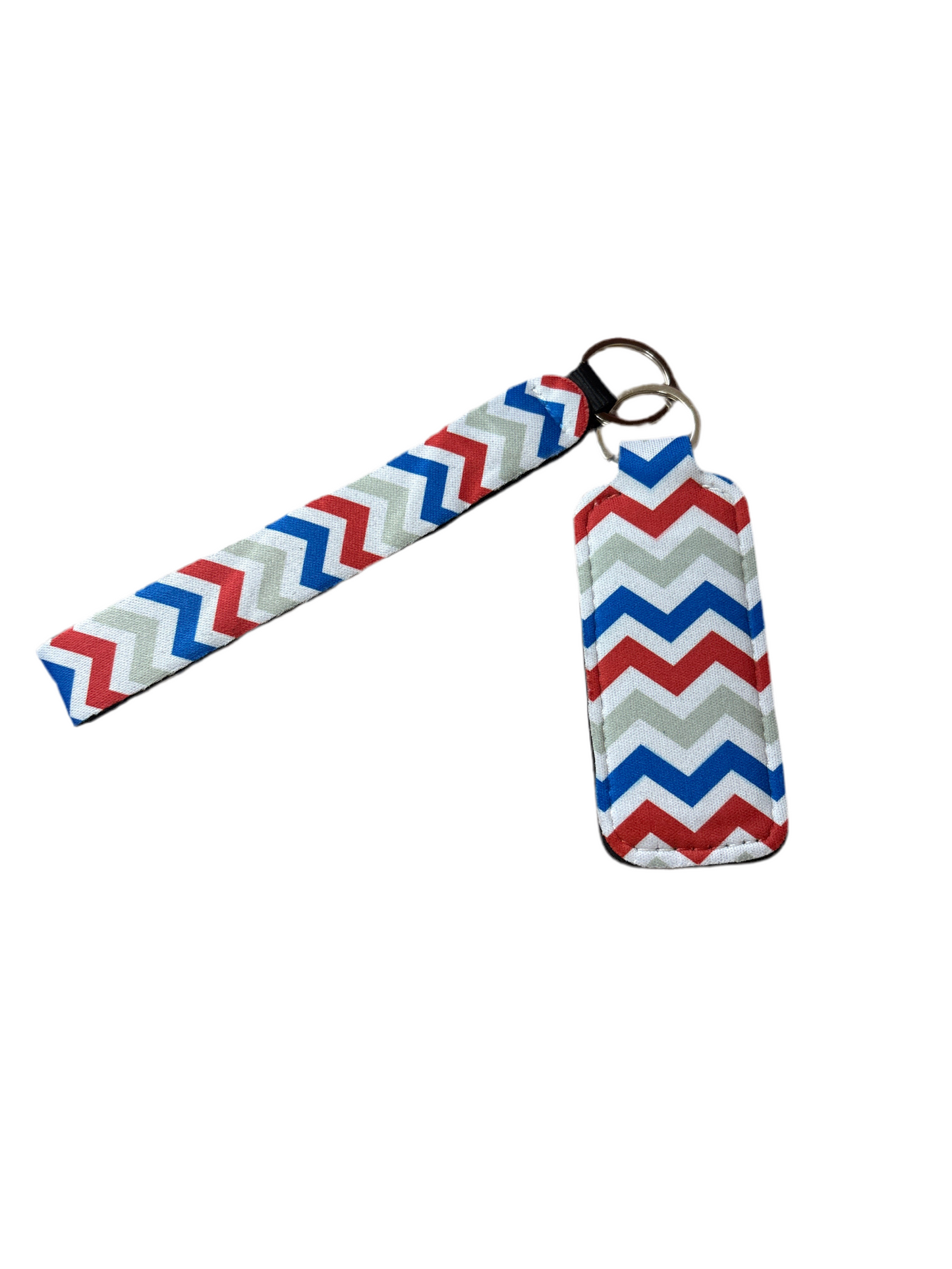 Red white and blue chevron Wristlet and Lip Balm Holder
