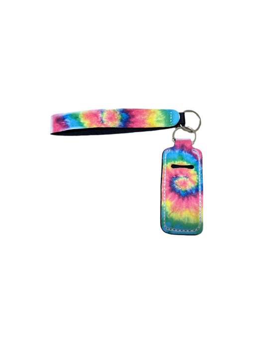 Rainbow Tie Dye Wristlet with Lip Balm Holder