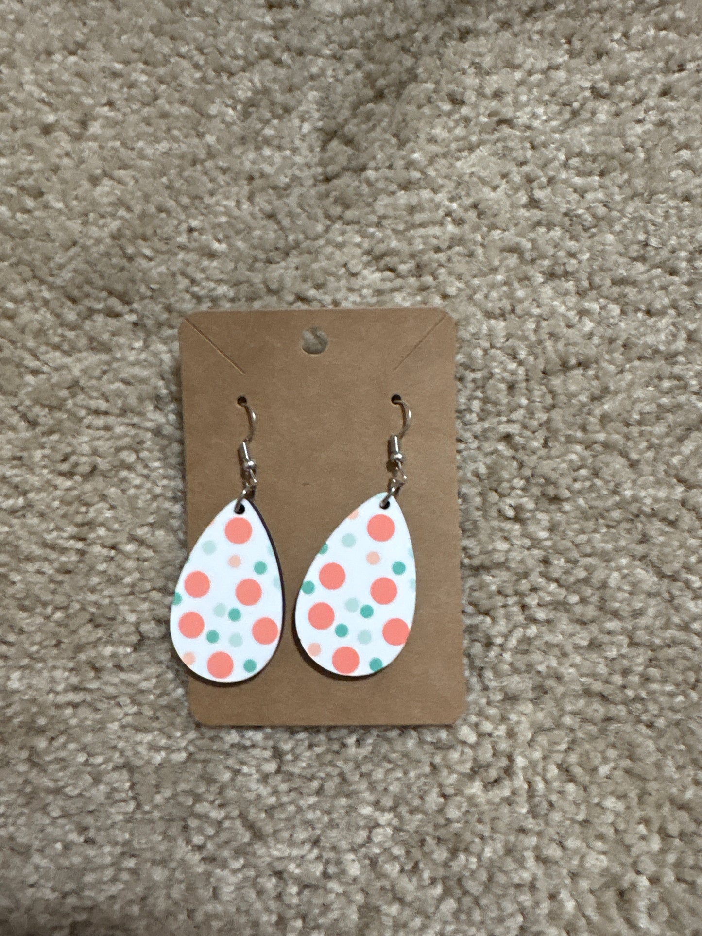Green and Pink Polka Dot Earrings