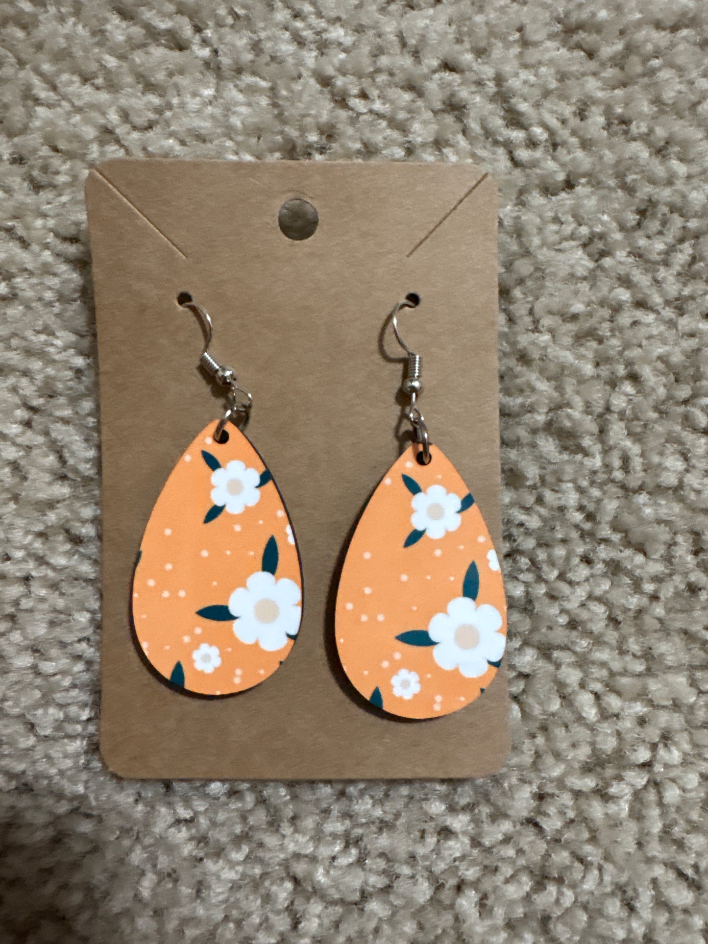 Orange Flower Earrings