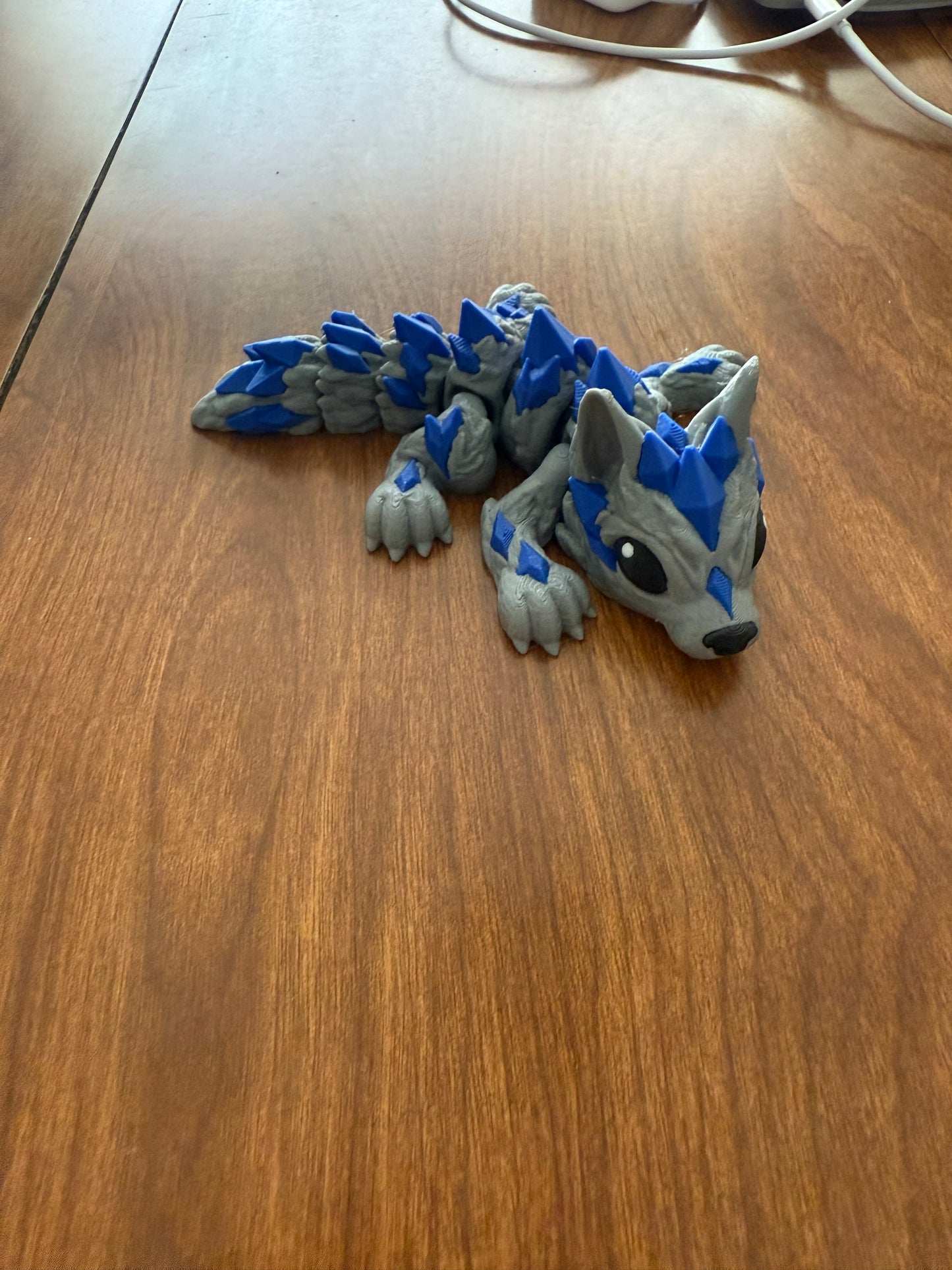 Blue and Gray Wolf Dragon 3D Printed