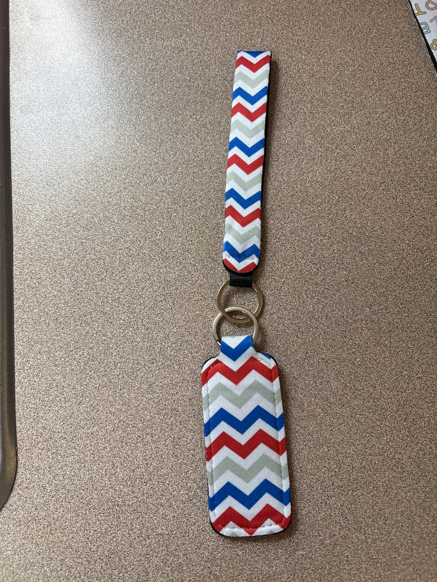 Red white and blue chevron Wristlet and Lip Balm Holder