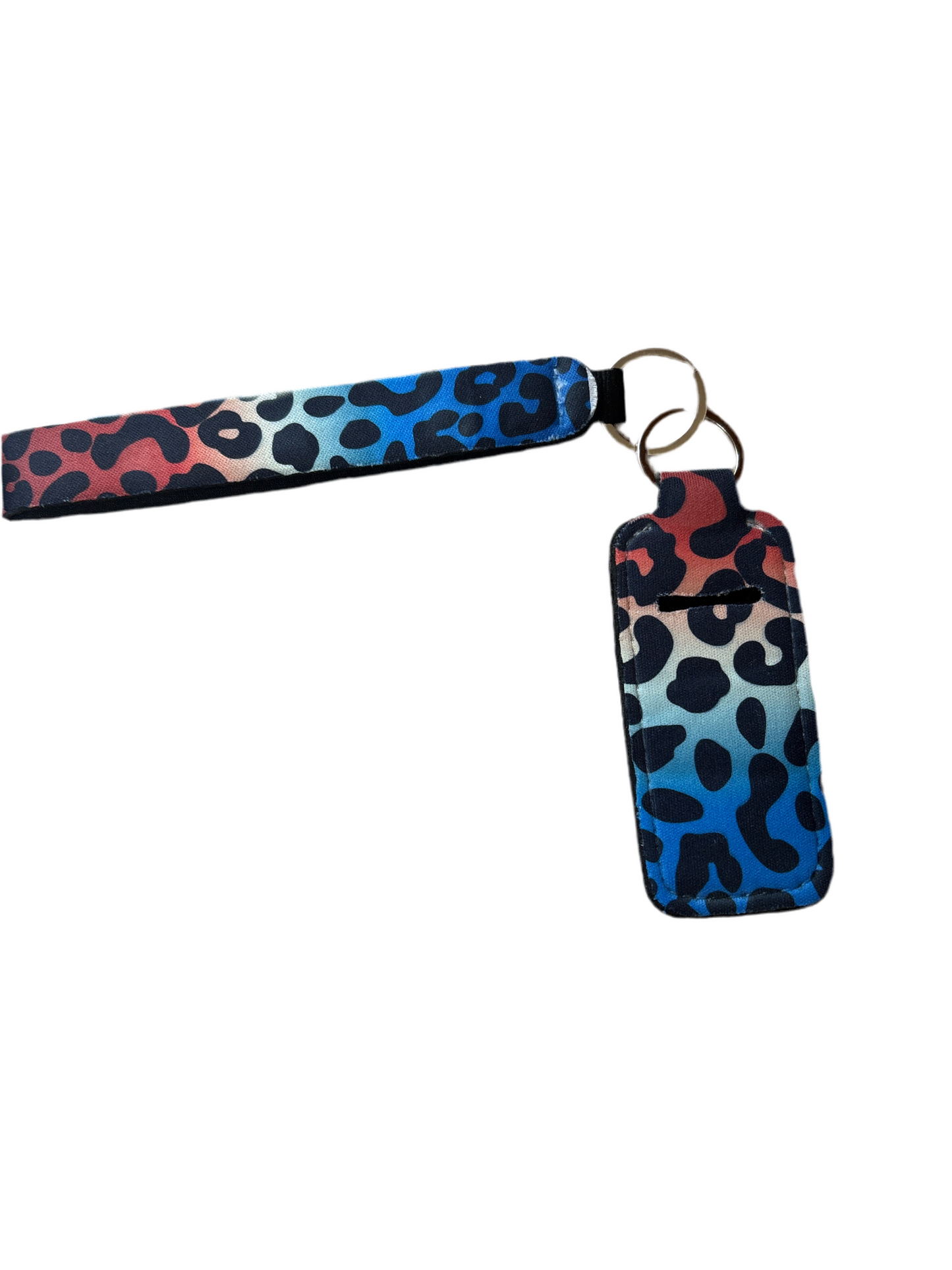 Red White and Blue Cheetah Wristlet with Lip Balm Holder