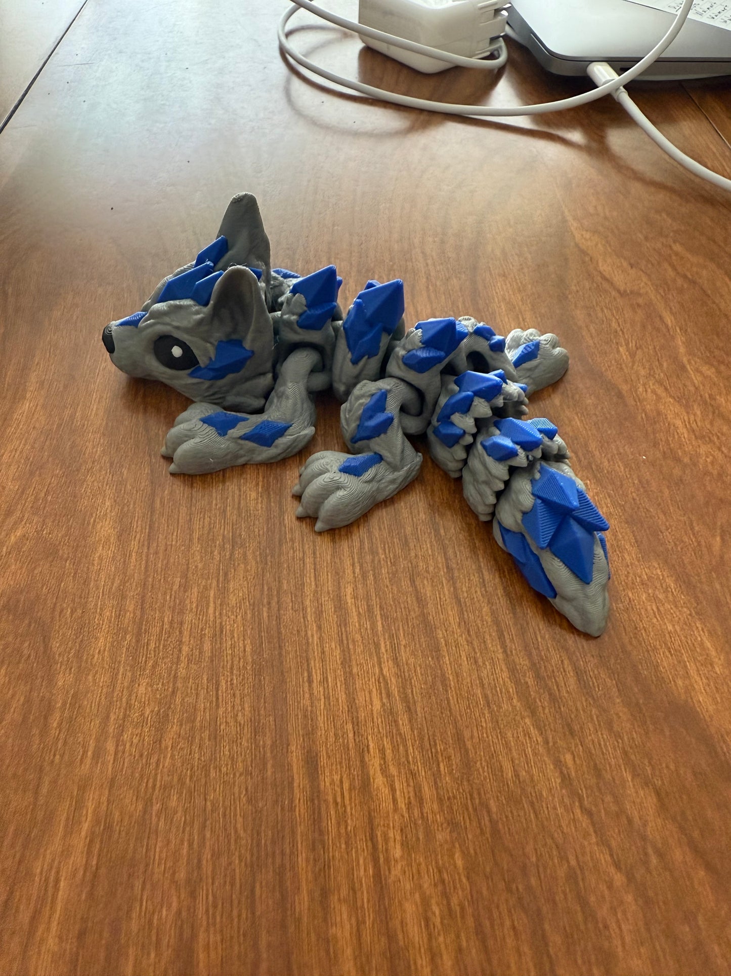 Blue and Gray Wolf Dragon 3D Printed