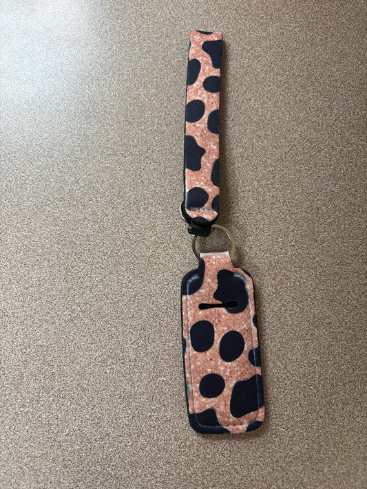 Pink Glitter Cow Print Wristlet and Lip Balm Holder