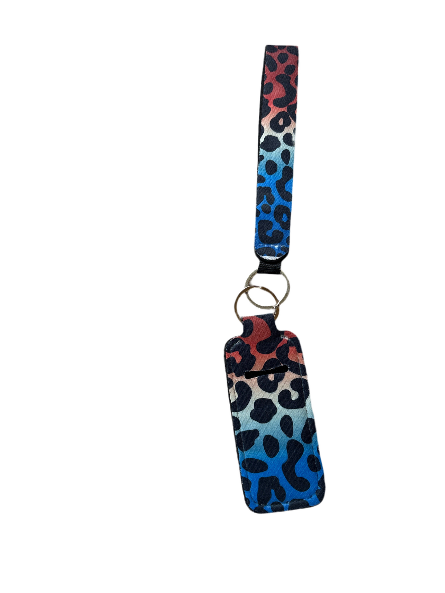 Red White and Blue Cheetah Wristlet with Lip Balm Holder