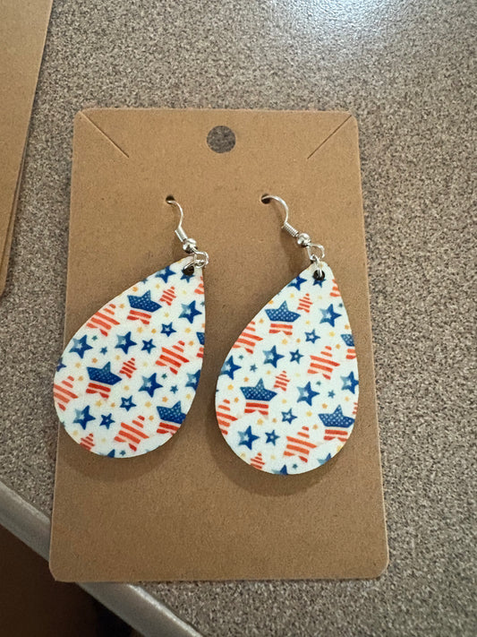 Blue and Red Star Earrings