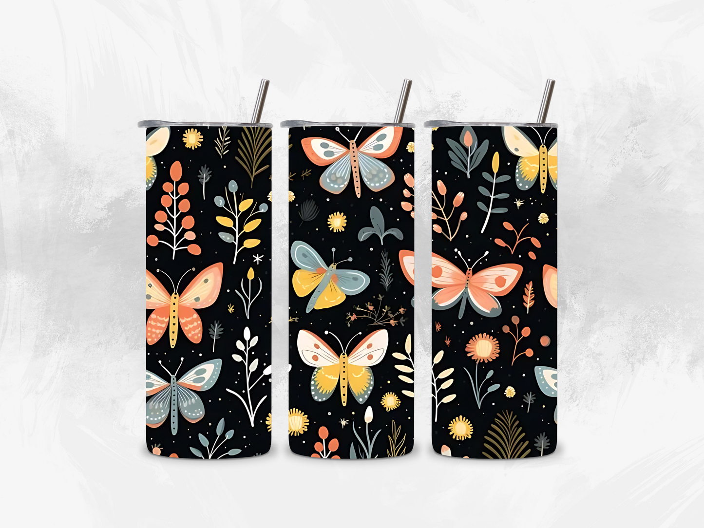 Floral Butterfly Tumbler - 20oz