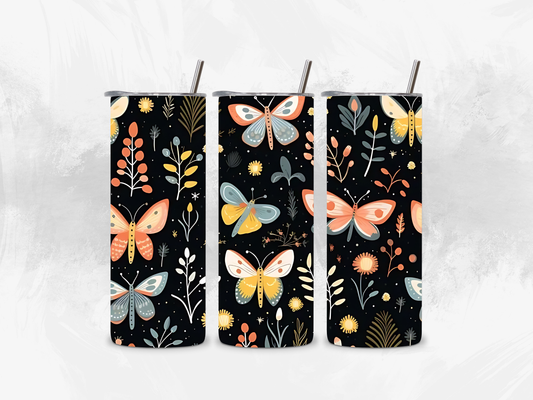 Floral Butterfly Tumbler - 20oz